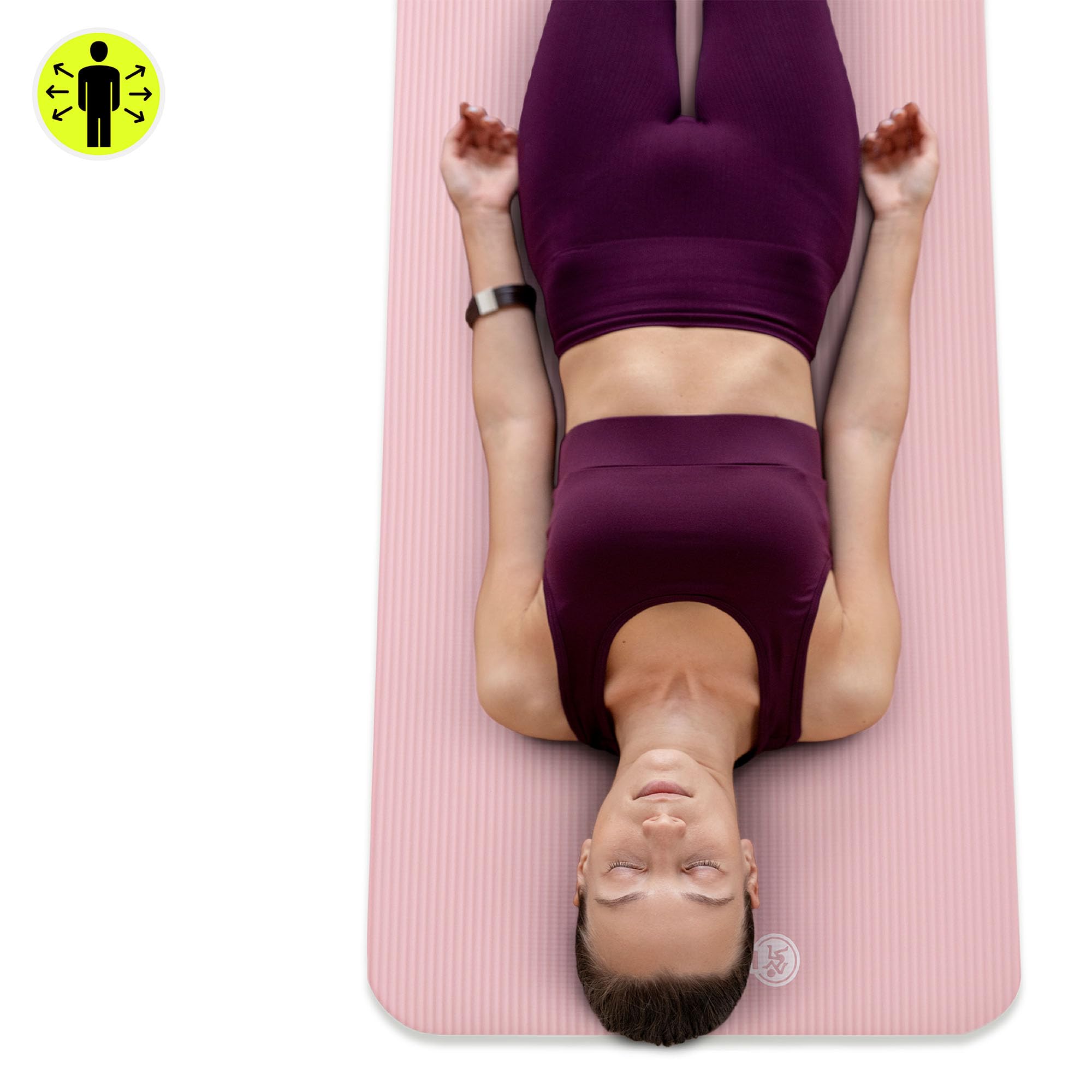 HyperMotion Mata do Ćwiczeń Fitness i Jogi NBR 183x61x0,8 cm Różowa, Antypoślizgowa, 8 mm, z Paskiem do Ćwiczeń i Przenoszenia, do Jogi, Pilatesu i Stretchingu