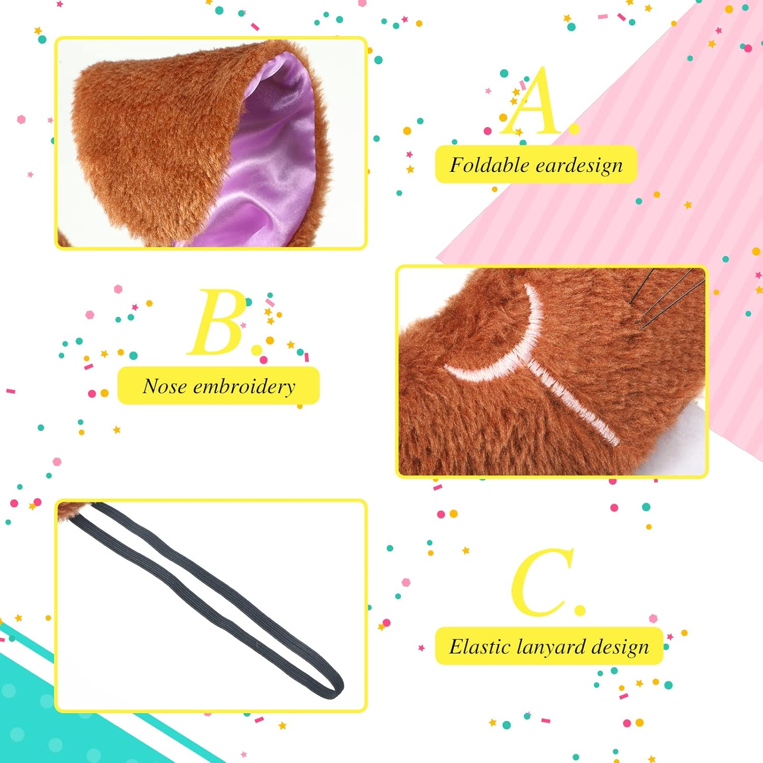 Norme Bunny Cosplay Accessories Set Including Bunny Nose Tail Tie and Ears for Boys Girls Easter Party Costume