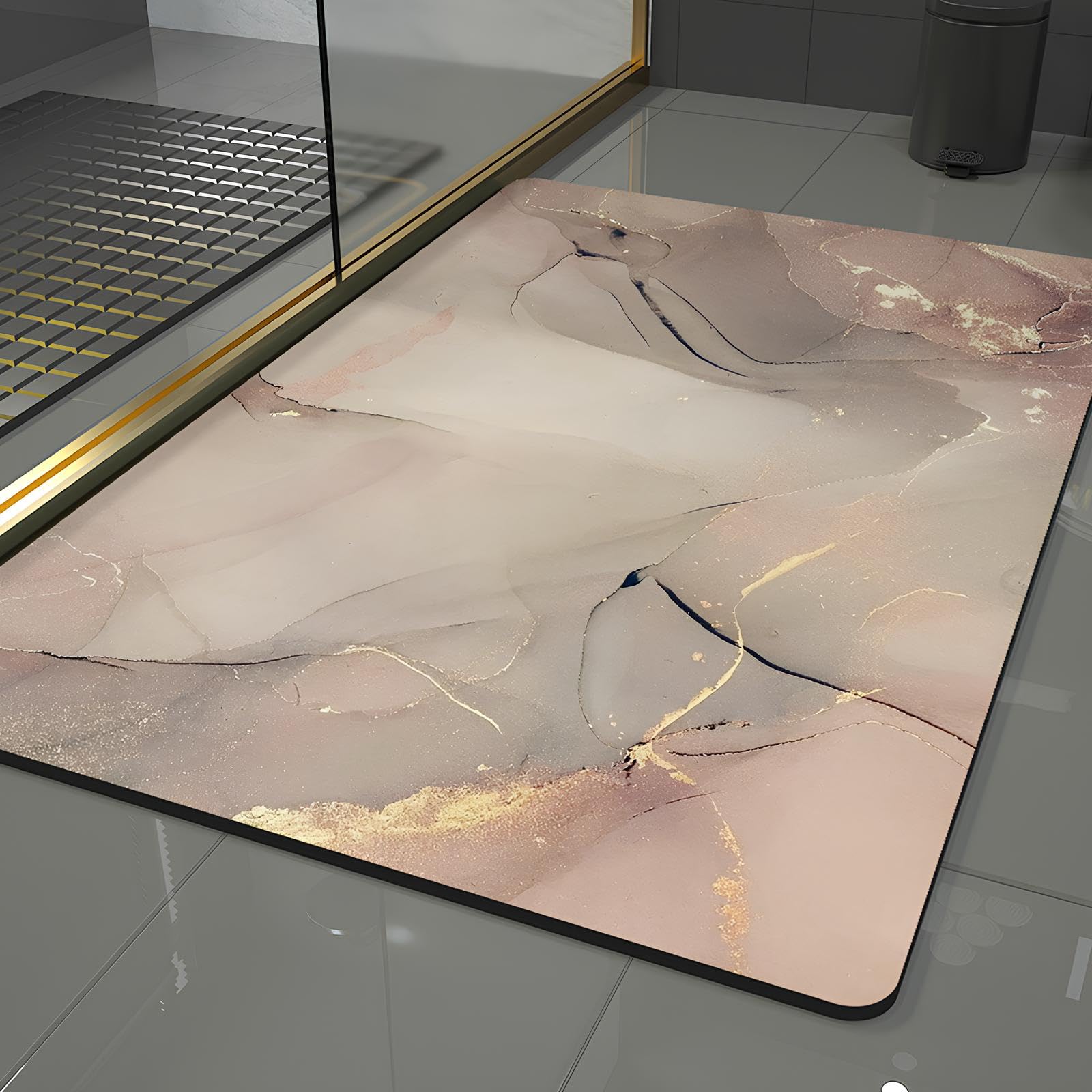 Pinkrin Diatomite Stone Bath Mat - Tappetino da Bagno in Pietra Morbido e Confortevole, Estremamente Assorbente, Perfetto Tappetino da Bagno Antiscivolo, Adatto per Diversi Stili di Casa