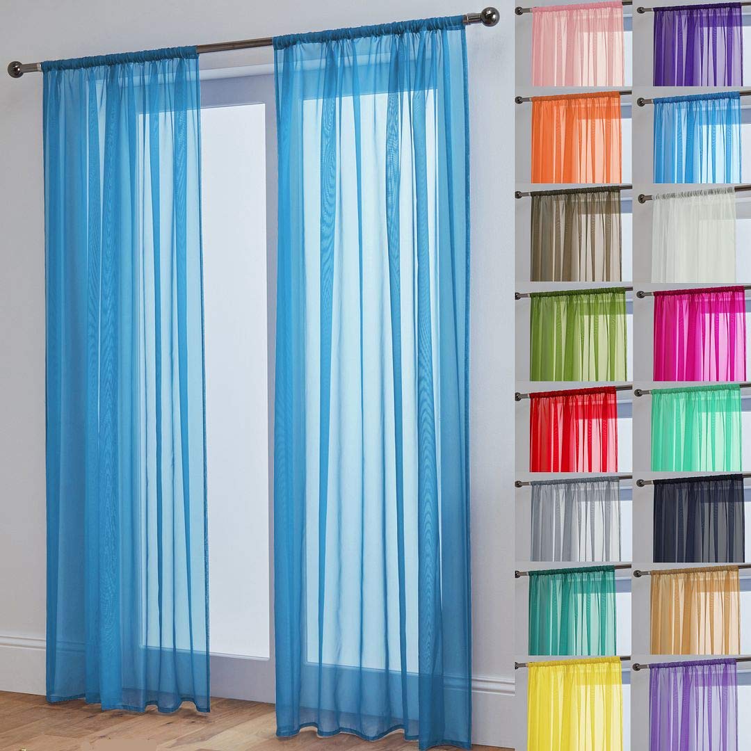 John Aird Lucy Voile Curtains - Rod Pocket Slot Top - Pair Net Curtains - 2 Panels (Blue, W 58" x L 90") โ image 1