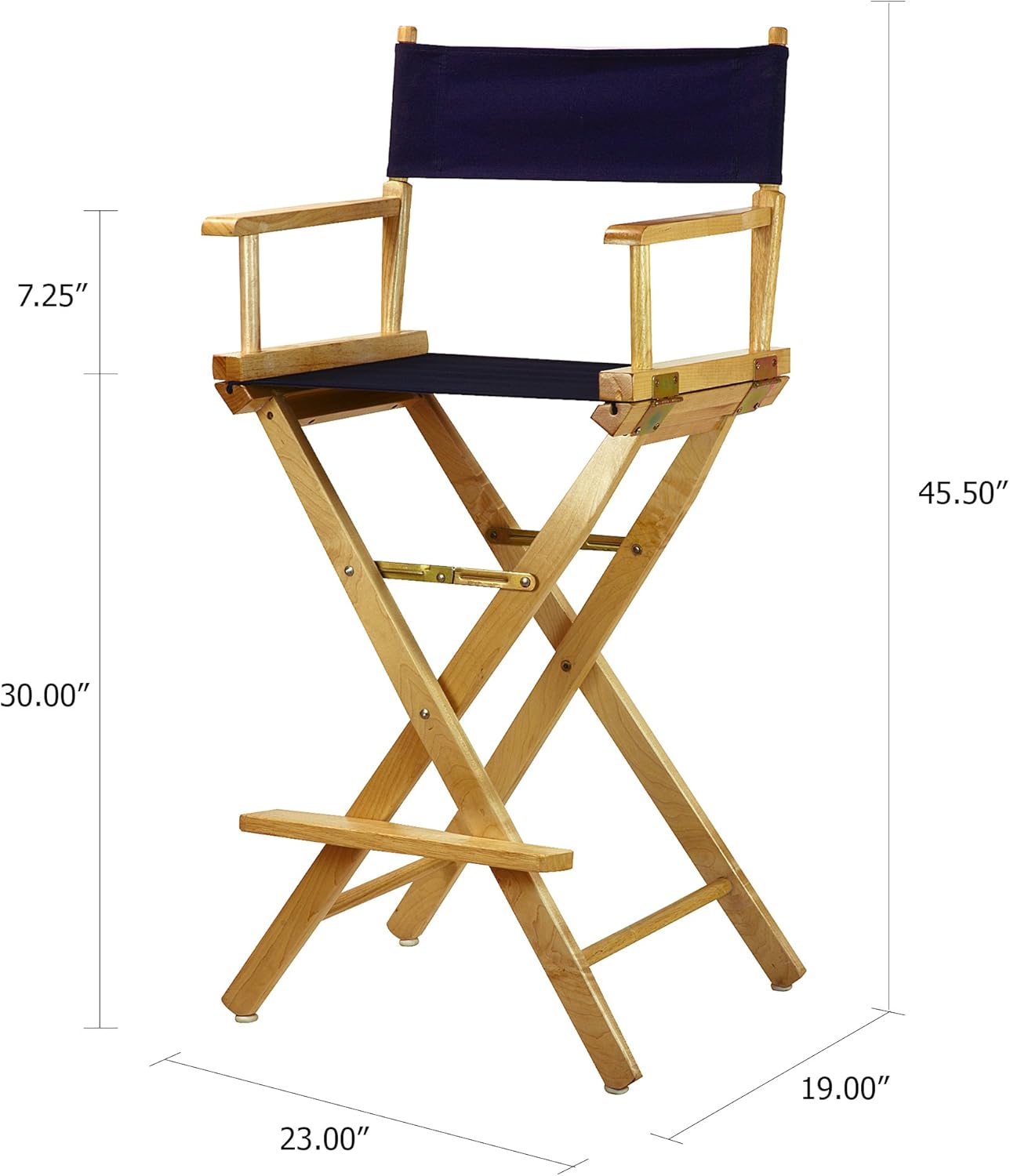 Casual Home Director's Chair ,Natural Frame/Navy Canvas,30" - Bar Height