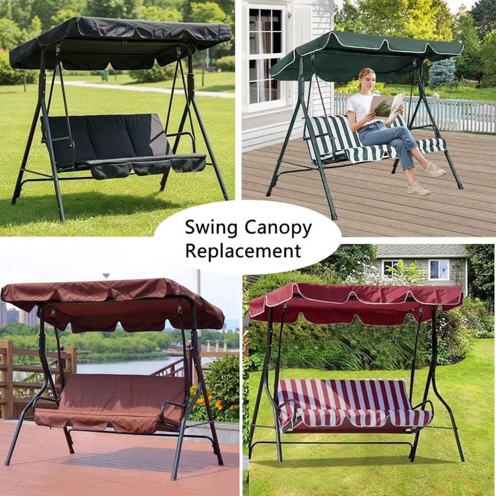 Toit de Rechange pour Balancelle, Universel Toile de Balancelle de Jardin 2/3 Places, Protection UV Imperméable Housse de Rechange Toit de Balançoire(Brown,249x185x18cm/98x73in)