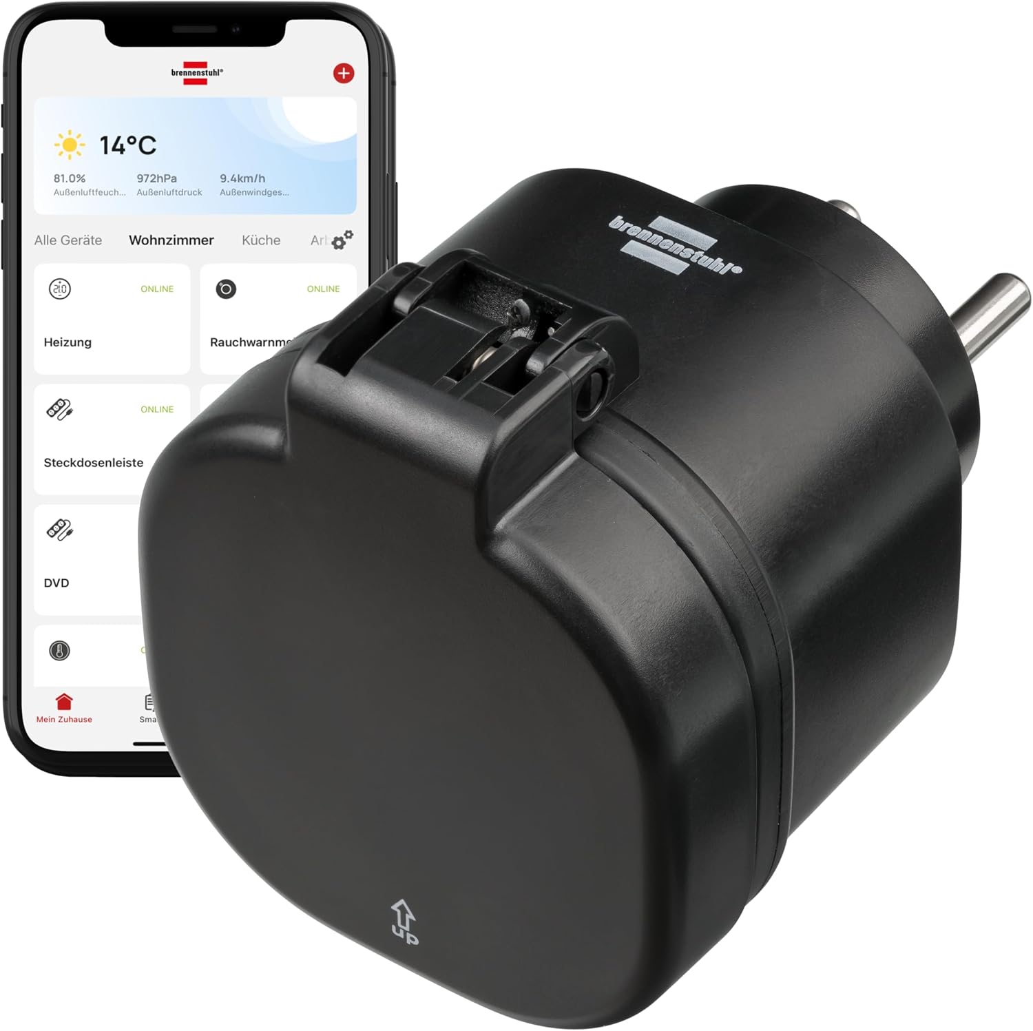 Розетка brennenstuhl Connect WA 3000 XS02 WiFi (совместима с 2,4 ГГц, бесплатное приложение, совместима с Amazon Alexa и Google As