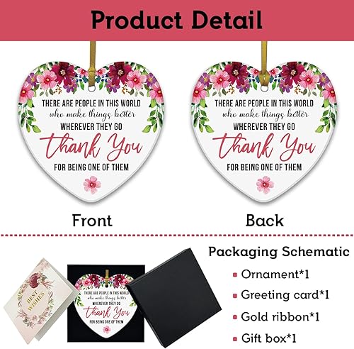 Vista 27 de REWIDPARTY Adorno de recuerdo de agradecimiento – Regalo de agradecimiento para familiares, amigos, profesores – Corazón de cerámica de 3 pulgadas