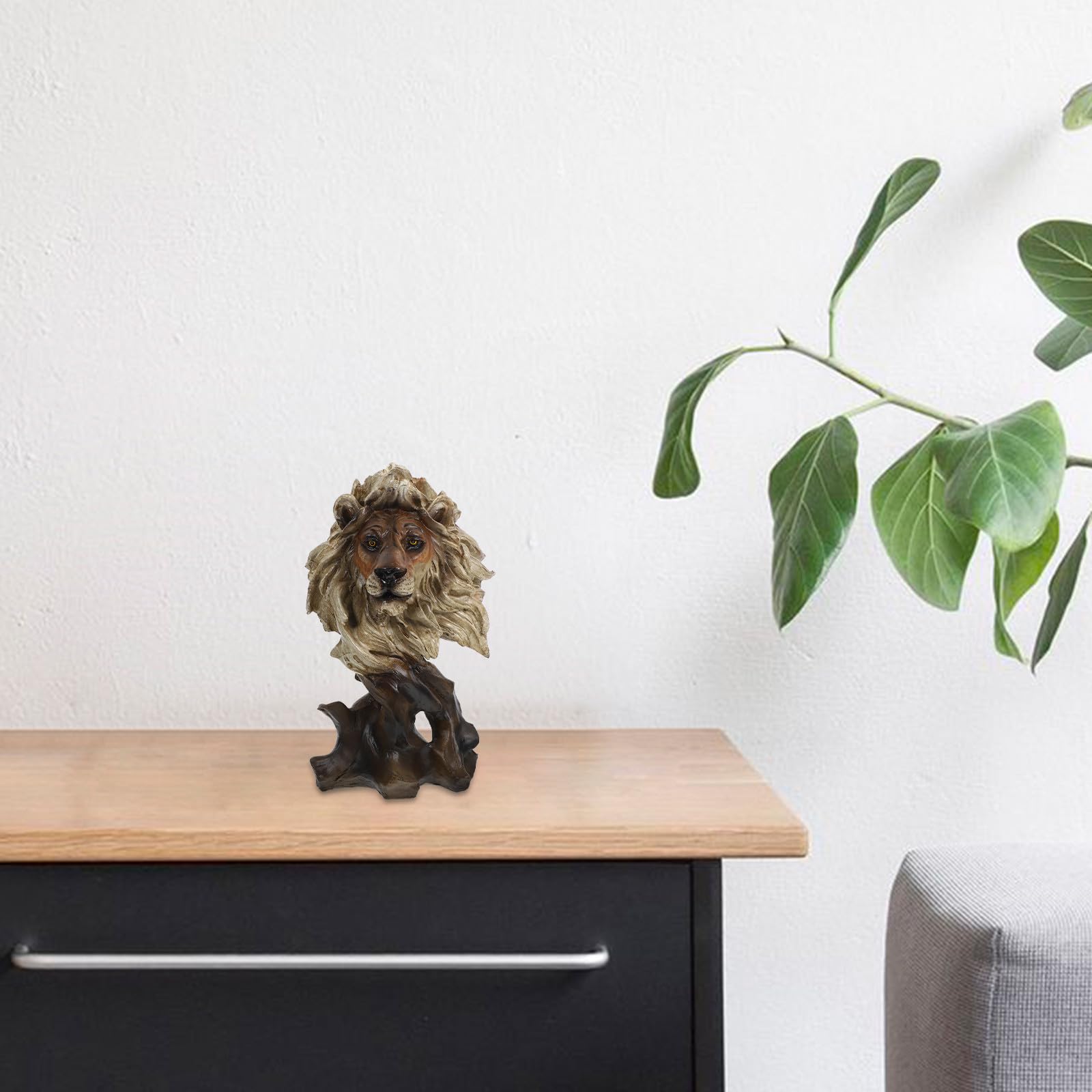 BETOOKY Löwenkopffigur mit Abstraktem Design aus Kunstharz als Kreative und Realistische Dekoration Elegante Tischdeko für Büro und Wohnzimmer für Geschenk und Sammler