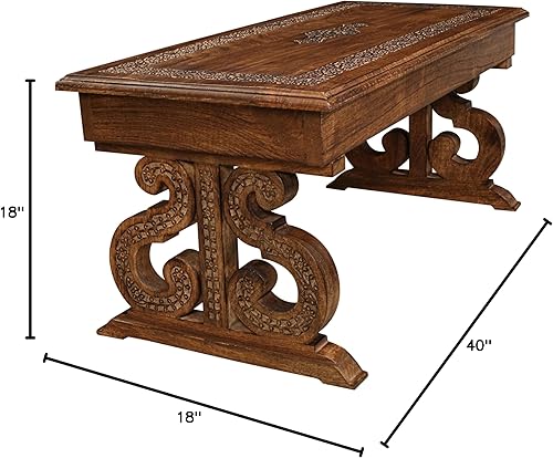 Miniatura 2 de Mesa de centro, mesas de centro de madera para sala de estar, mesa de centro de madera hecha de madera de mango, mesa de centro rectangular de