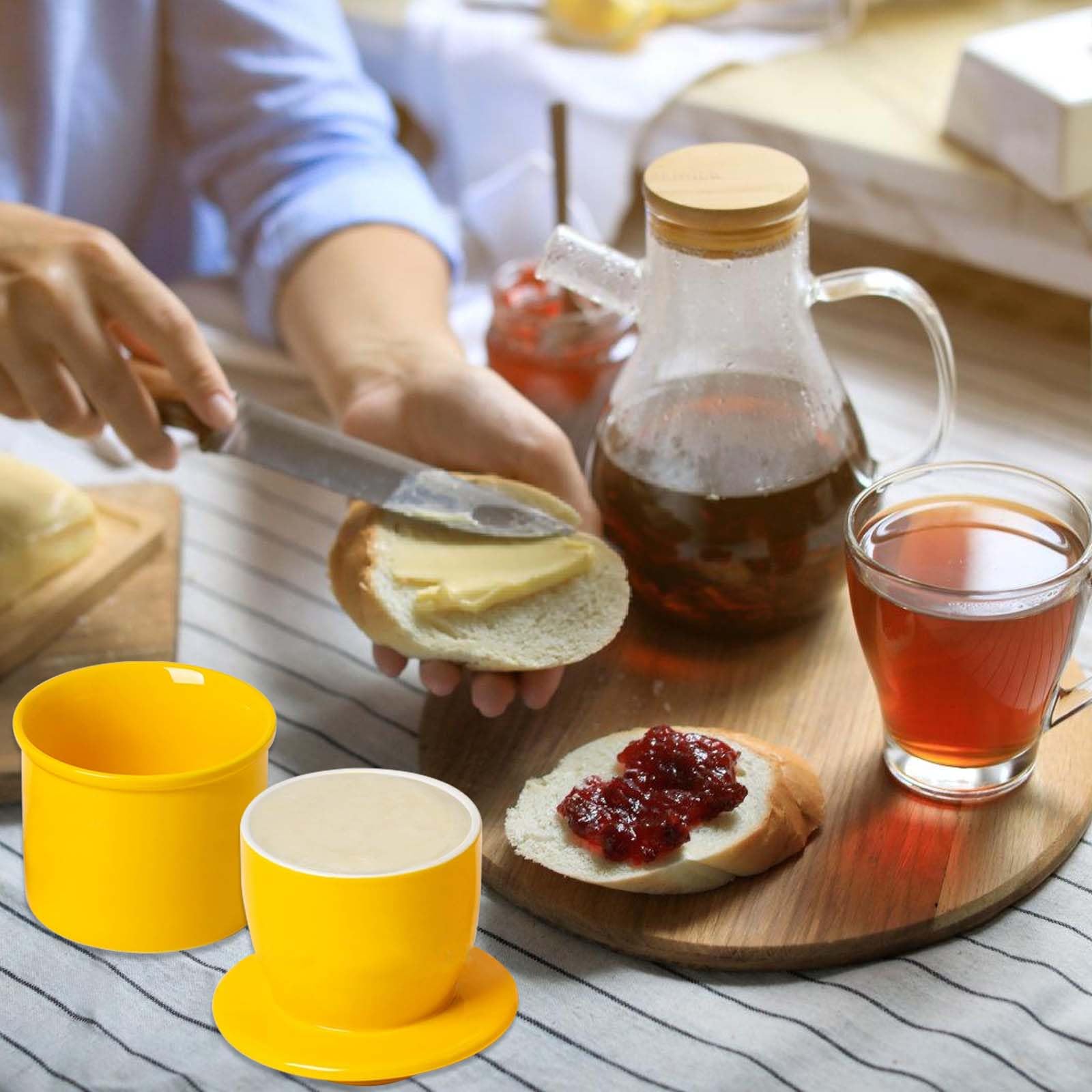 Beurrier Français En Porcelaine - Avec Couvercle Et Système Eau - Garde Le Beurre Frais Et Tartinable - 150ml