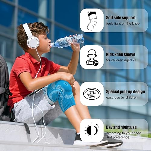 Miniatura 4 de NEENCA Rodillera para niños, rodillera de compresión para niños y niñas. Rodillera infantil con almohadilla de gel para rótula y estabilizadores