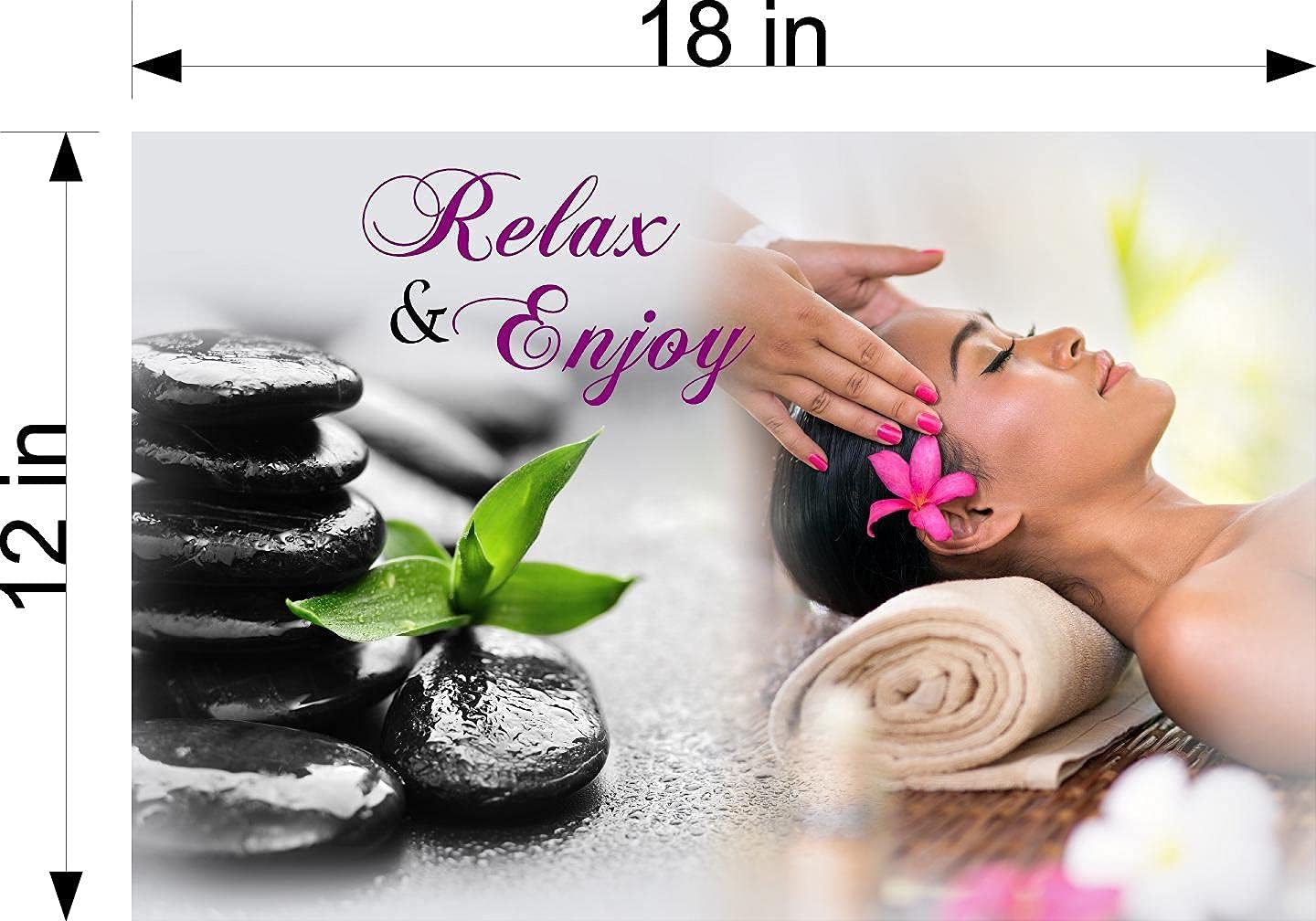 Spa XXXIX Relax & Enjoy Therapy Treatment Sign Advertising Massage Décor Horizontal (WALLPAPER "FABRIC POSTER" Decal with Adhesive Backing [INDOORS], 18")