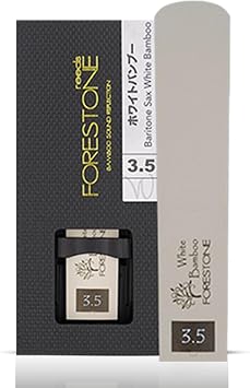 Forestone Traditional Synthetic Baritone Saxophone Reed - French Filed Cut with Calcium Enriched Bamboo Fibers - Flexible and Balanced Sound Profile - Long-Lasting - Made in Japan - White 3.5