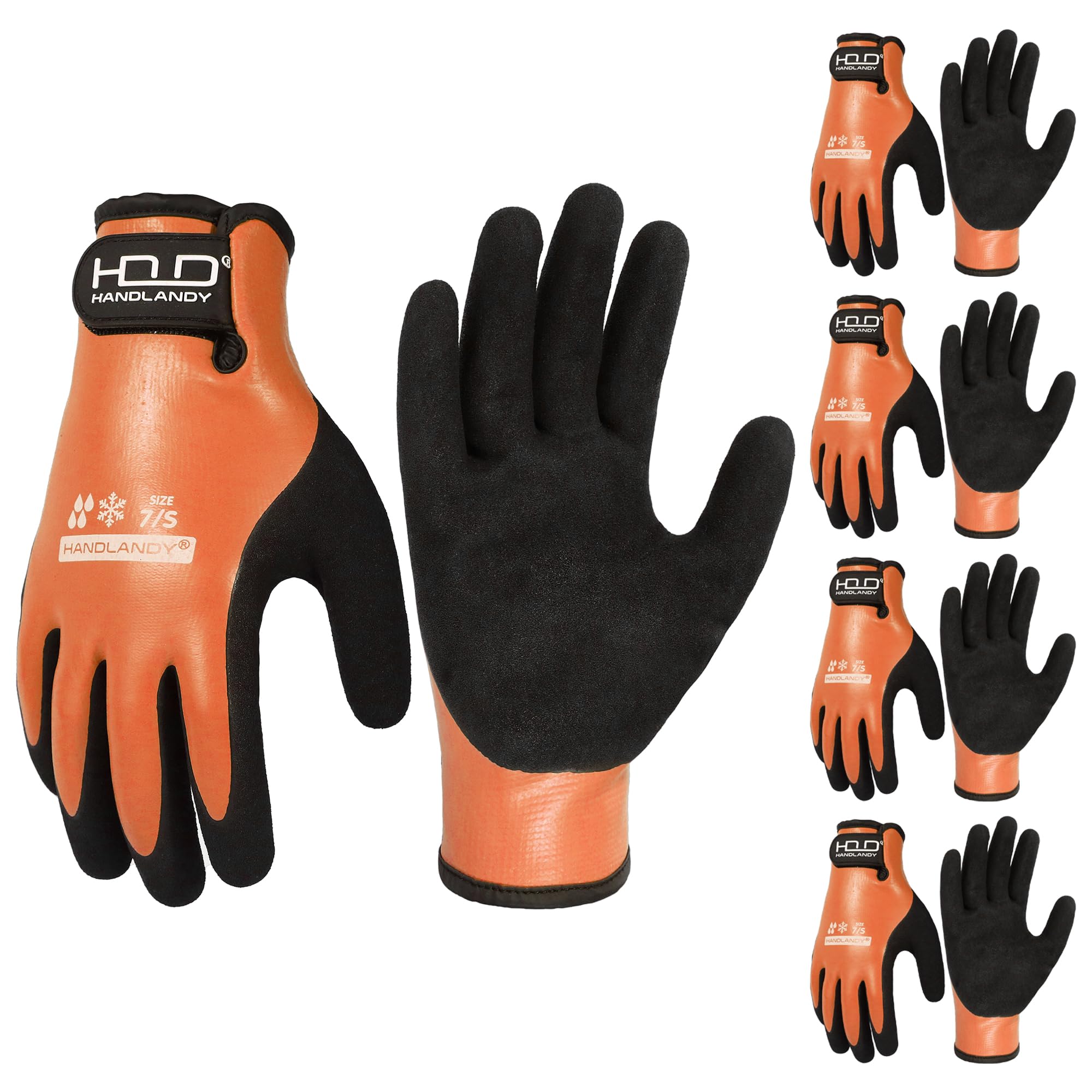 HANDLANDY 2 Pairs Waterproof Work Gloves for Cold Weather, Insulated Winter Freezer Work Gloves with Grip for Men & Women