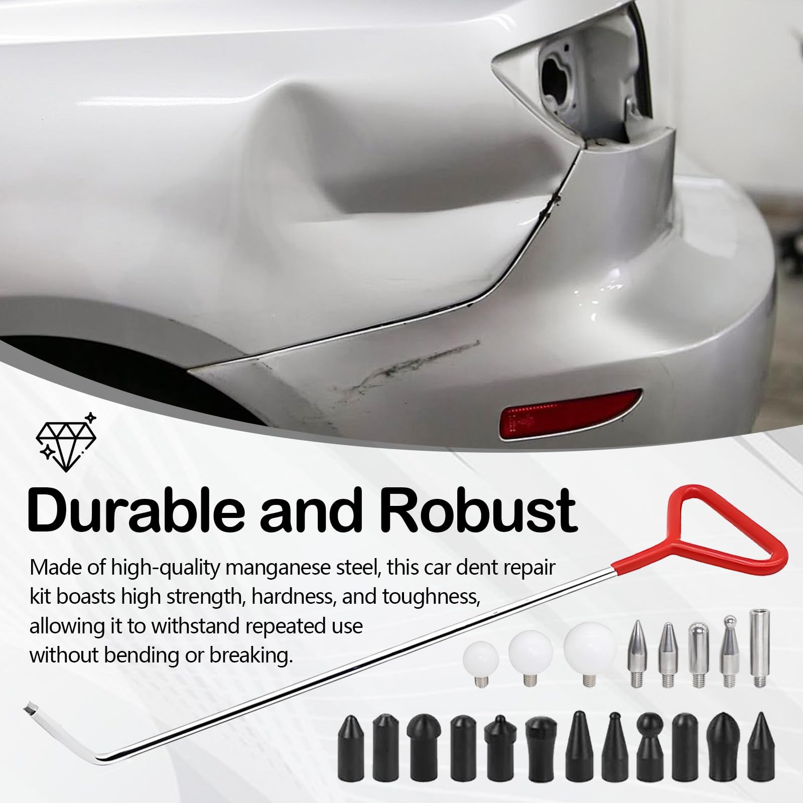 Kit de Eliminación de Abolladuras, Dent Repair Kit Herramientas con Cabezal de Punzón Herramientas de Reparación de Abolladuras sin Pintura