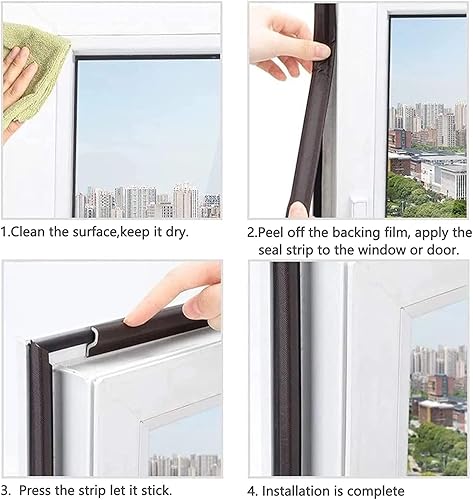 Miniatura 4 de Tira de sellado para ventana, autoadhesiva para ventana de puerta, resistente a la intemperie, tope de ventana, tira de sello insonorizada para