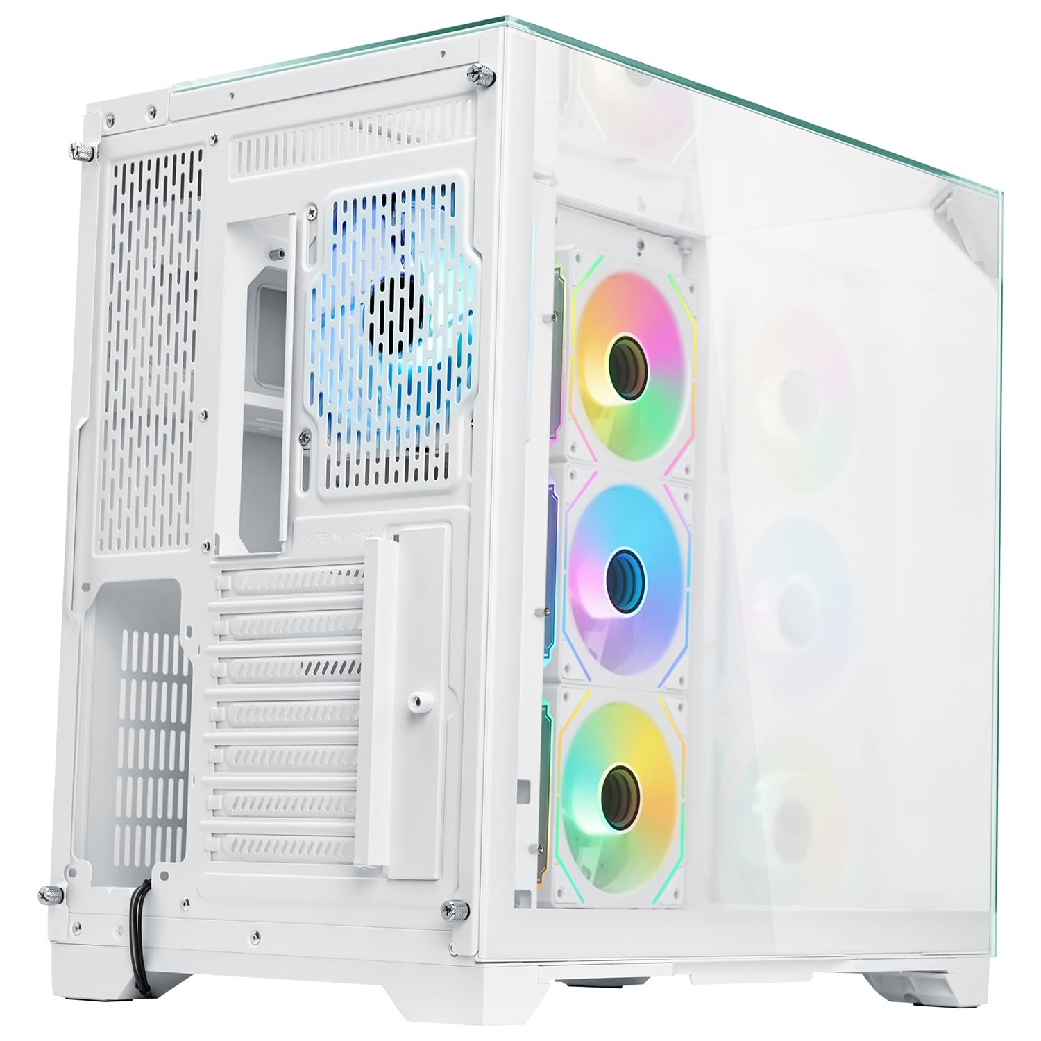 Itek Case Dark Cave Pano - Gaming Tower ATX - 4x12cm ARGB Fan - 2xUSB3 - Type-C - Parete Laterale, Frontale e Superiore in Vetro Temperato - White Edition