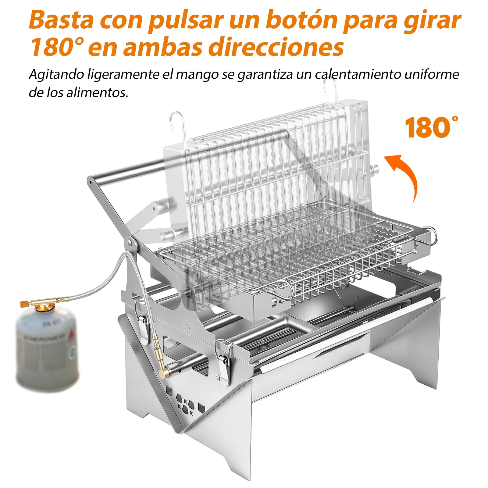 Viugreum Barbacoa de Gas, Parrilla Plegable, Parrilla de Mesa Reversible y Portátil con Bolsa de Almacenamiento- Ideal para Cocinar Al Aire Libre, Jardín, Compatible con Los Dos Modos: Gas y Carbón
