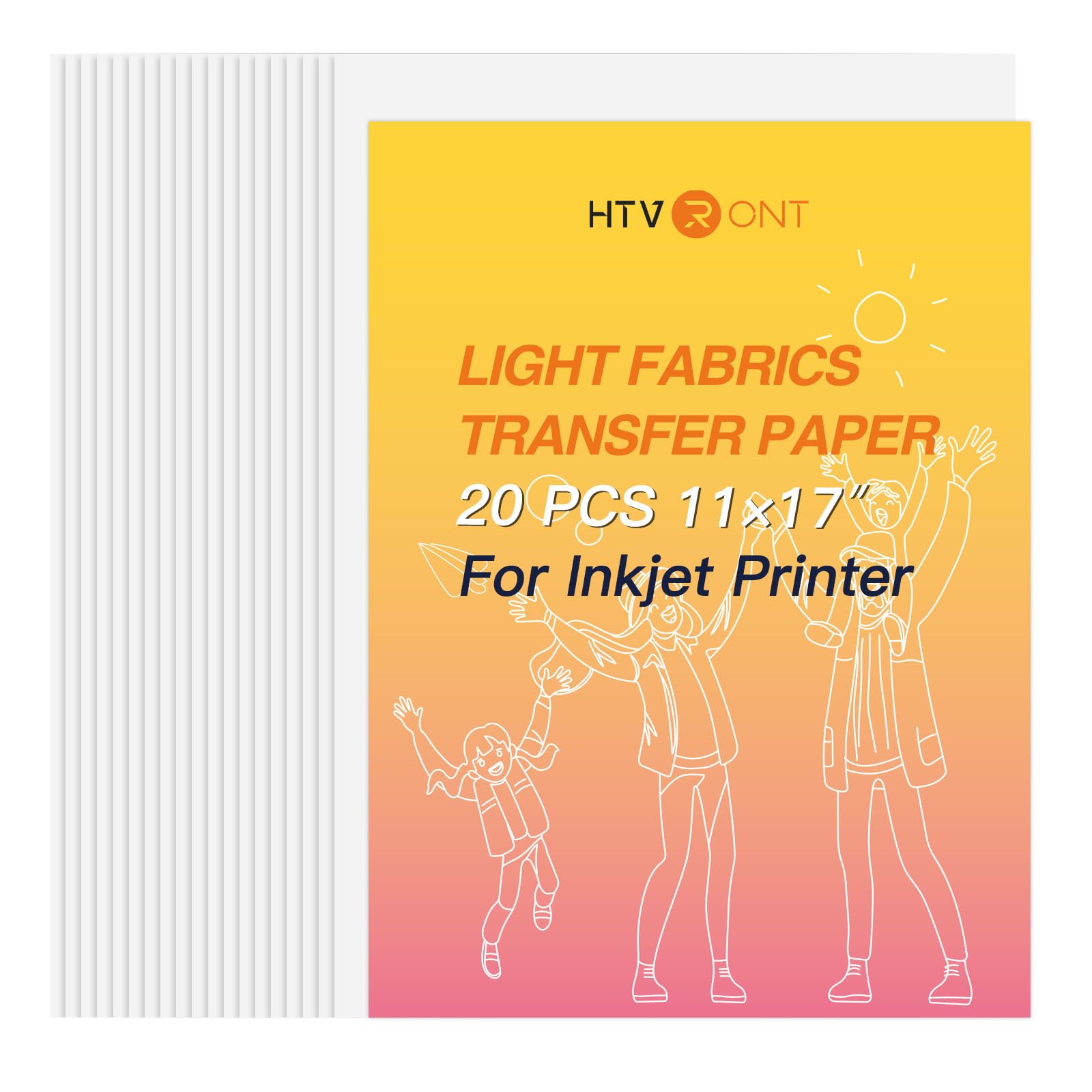 HTVRONT Iron on Transfer Paper for Light T Shirts -20 Pack 11x17" Heat Transfer Paper for Inkjet Printer, Easy to Use Printable Heat Transfer Vinyl, Vibrant Color, Durable & Soft