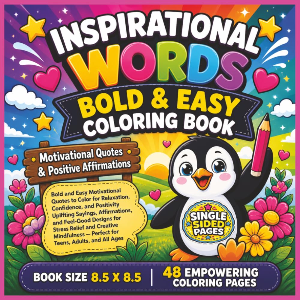 Inspirational Words Bold and Easy Coloring Book: Bold and Easy Motivational Quotes to Color for Relaxation, Confidence, and Positivity — Uplifting ... and Creative Mindfulness — Perfect for ALL...