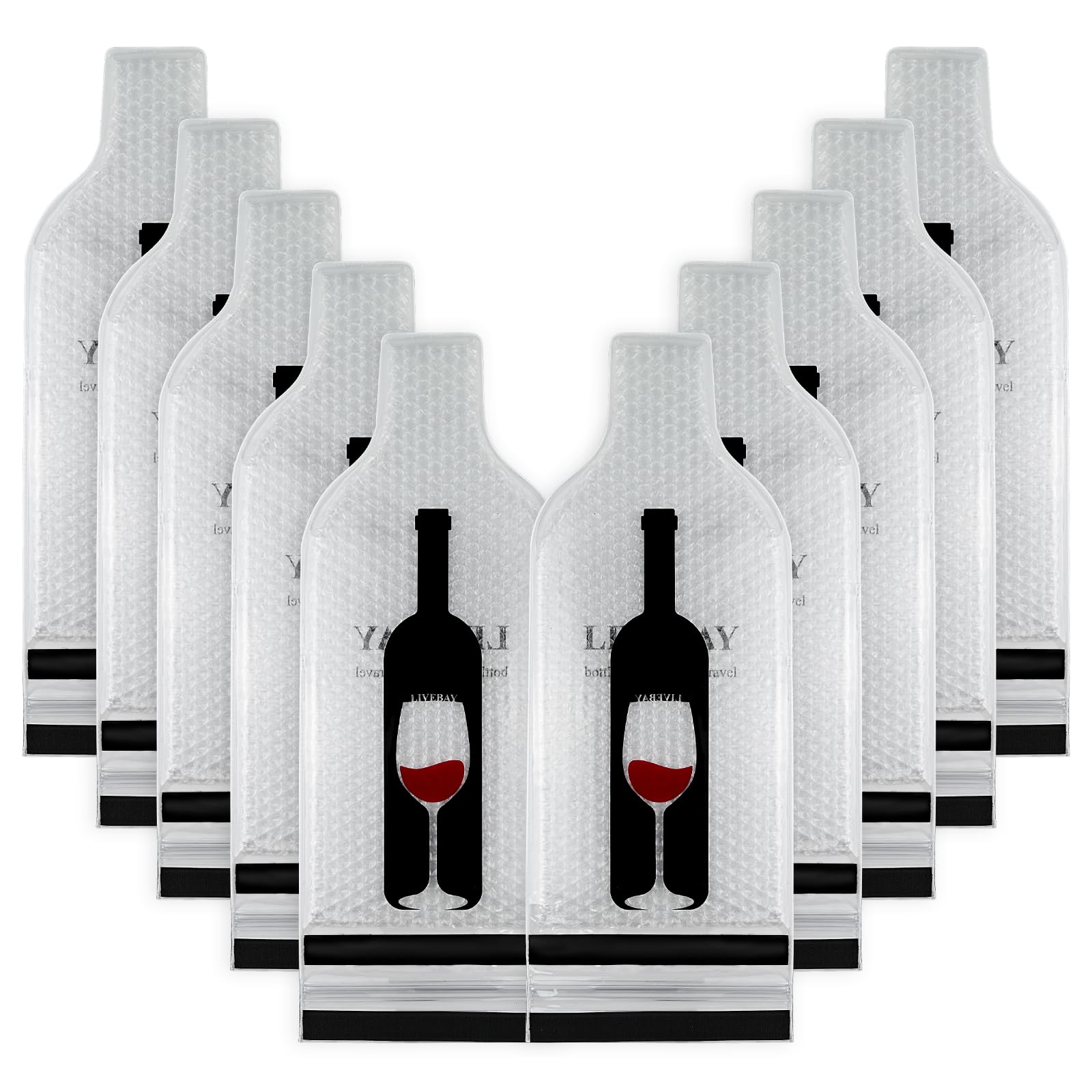 Lot de 10 sacs de protection pour bouteille de vin pour voyage, sacs de voyage pour bouteilles de vin en avion, pochettes d'emballage de vin pour avion, voyage en avion, en voiture et en