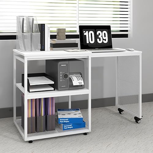 Miniatura 9 de Natwind Soporte de impresora grande con estantes de almacenamiento, mesa extensible para manualidades en casa, escritorio de organización de oficina