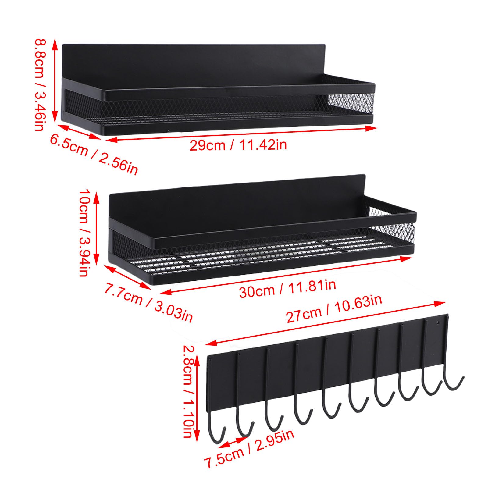 banapoy Estante Magnético para Refrigerador, Organizador de Estante de Almacenamiento de Metal, Estantes Magnéticos de Cocina con 2 Estantes y Gancho para Frigorífico, Microondas, Horno, Lavadora