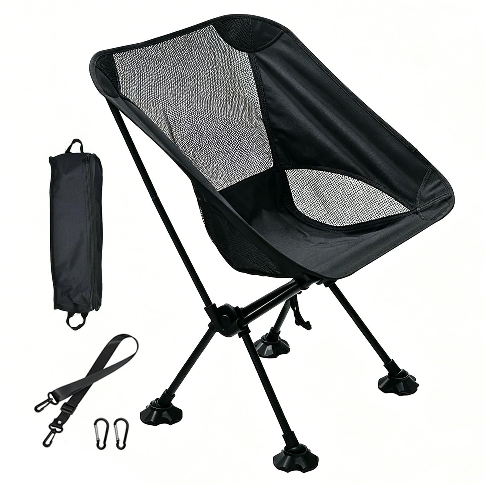 Guiwuiyu Folding Camping Chair, Lightweight Chairs for Adults with Carry Bag, Portable Compact Camping Stool for Outdoor Picnic Beach Fishing Hiking (Black)