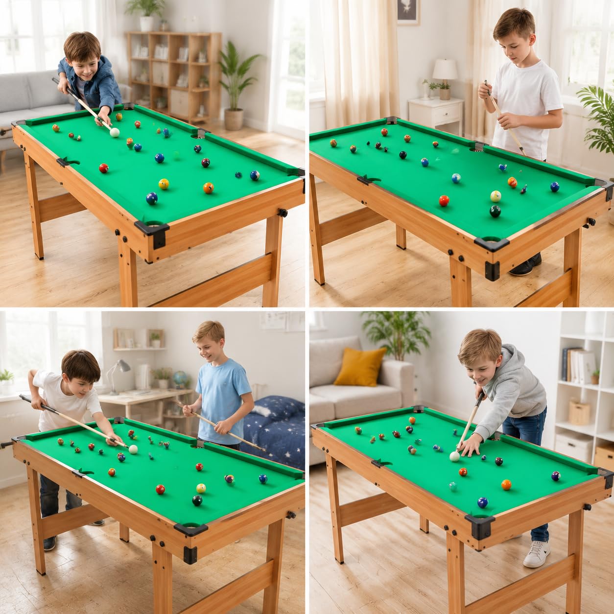 Mini Tavolo da Biliardo Pieghevole in Legno con Accessori Completi, per Bambini e Famiglie