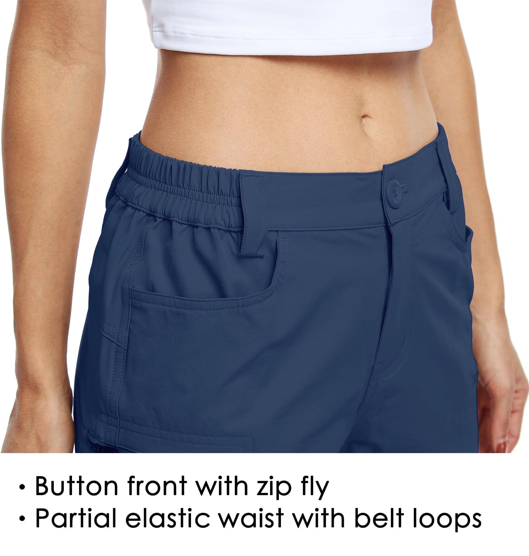 WILLIT Short de randonnée cargo pour femme - Short de golf - Pantalon de randonnée - Short d'été léger - Séchage rapide - Respirant - Avec poches - Imperméable