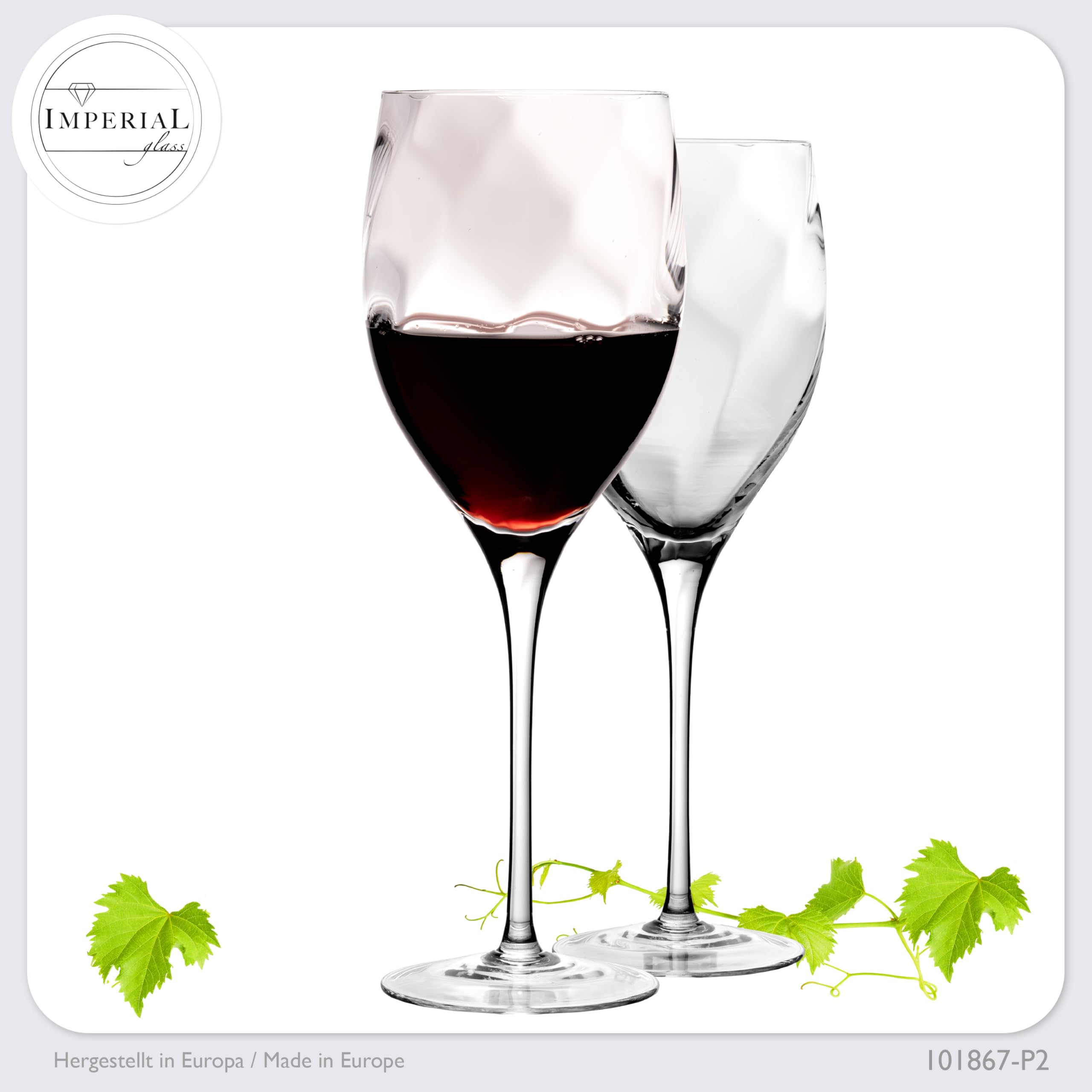 Imperial - Copas de vino tinto (350 ml, 2 piezas, hechas a mano)