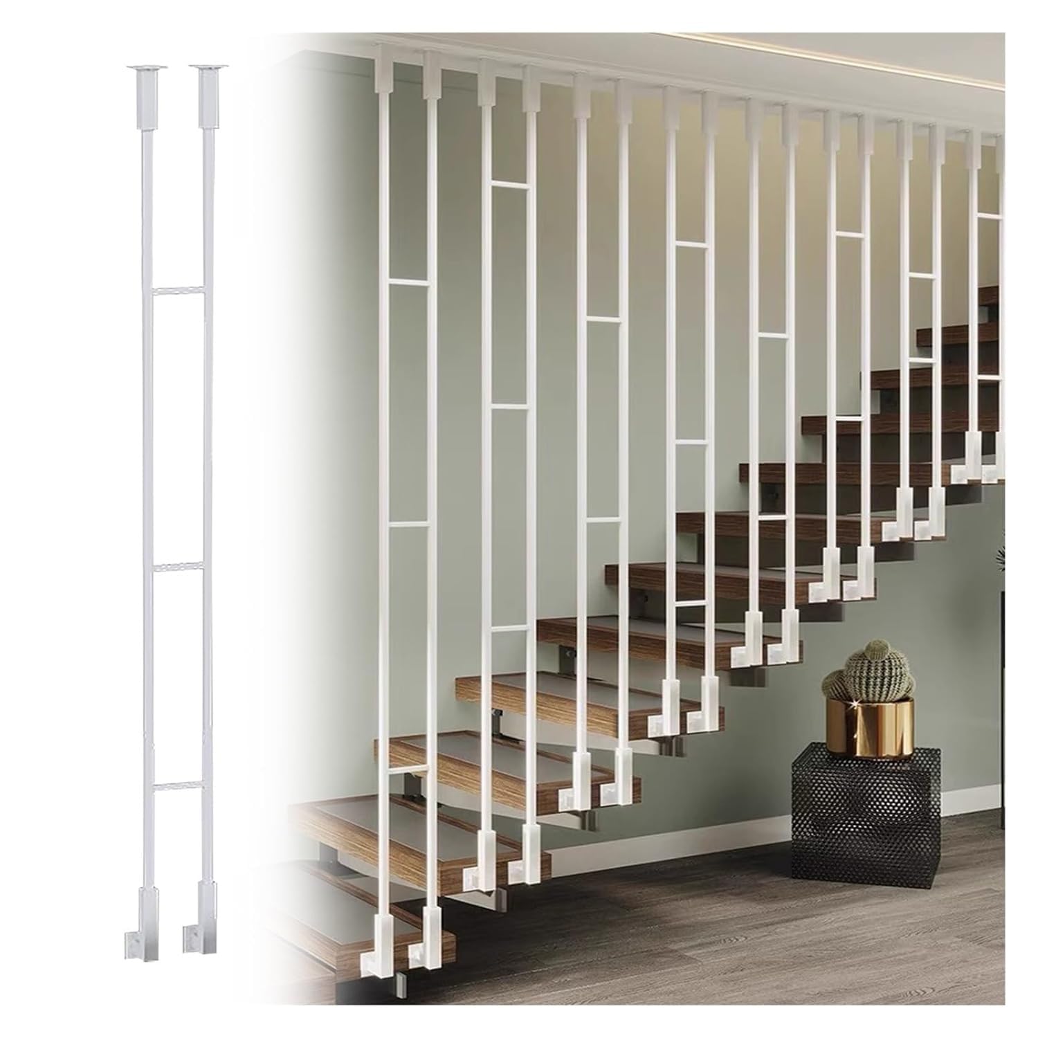 Axe d'escalier double blanc 115 cm pour escalier de niveau et incliné de bureau