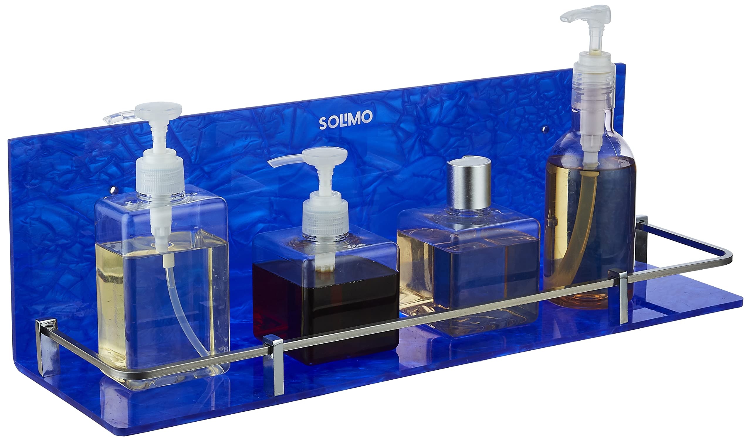 Amazon Brand - Solimo Premium Acrylic Glass Wall-Mount Rack for Shampoo and Other Multipurpose use in Bathroom and Kitchen (414 Blue, 15 x 5.5 Inches, 1 Pc) (B09X1FR16H) Amazon Price History, Amazon Price Tracker