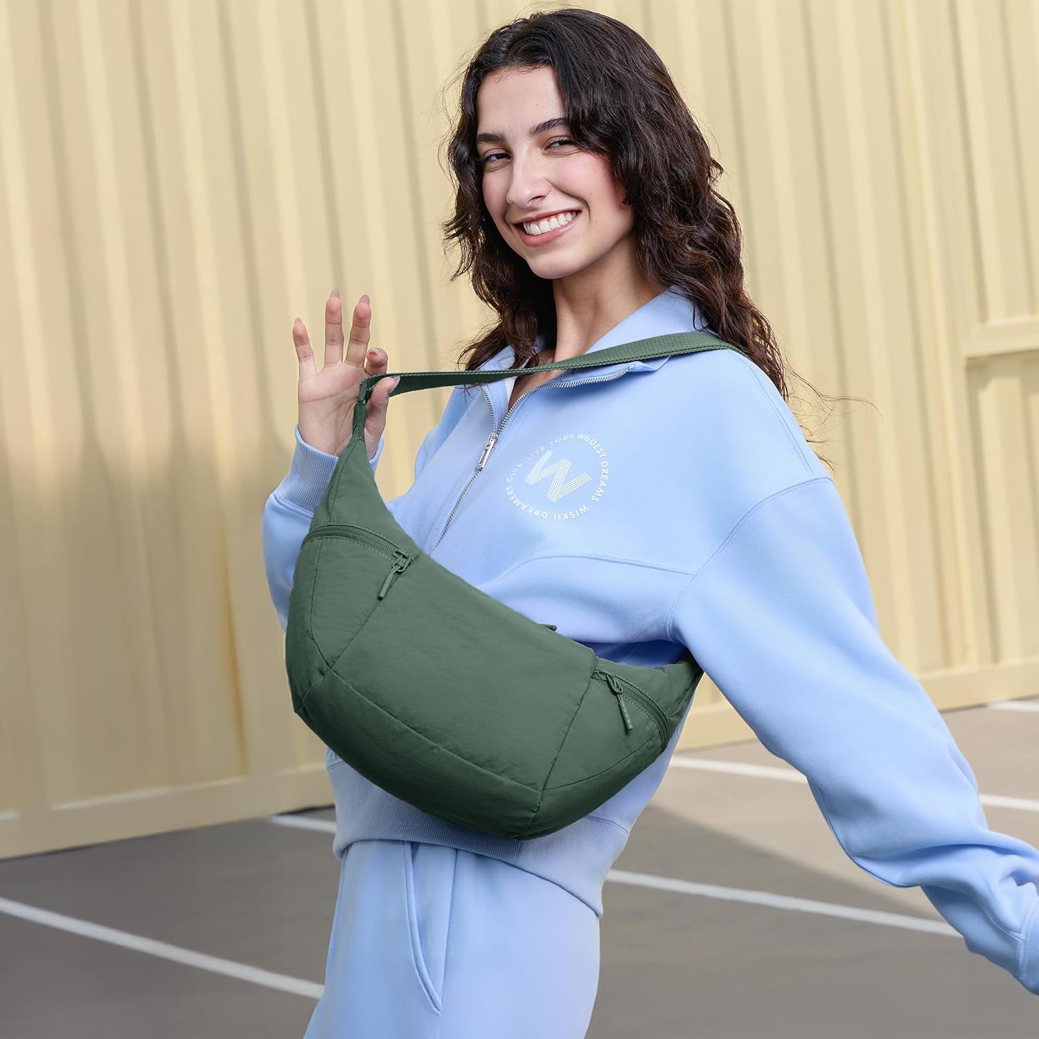 VONAL Nylon Crescent Crossbody Bag, Sloughy Shoulder Hobo Bag for Women, Lightweight Moon Bag Dumpling Sling Bag Purse - Image 2