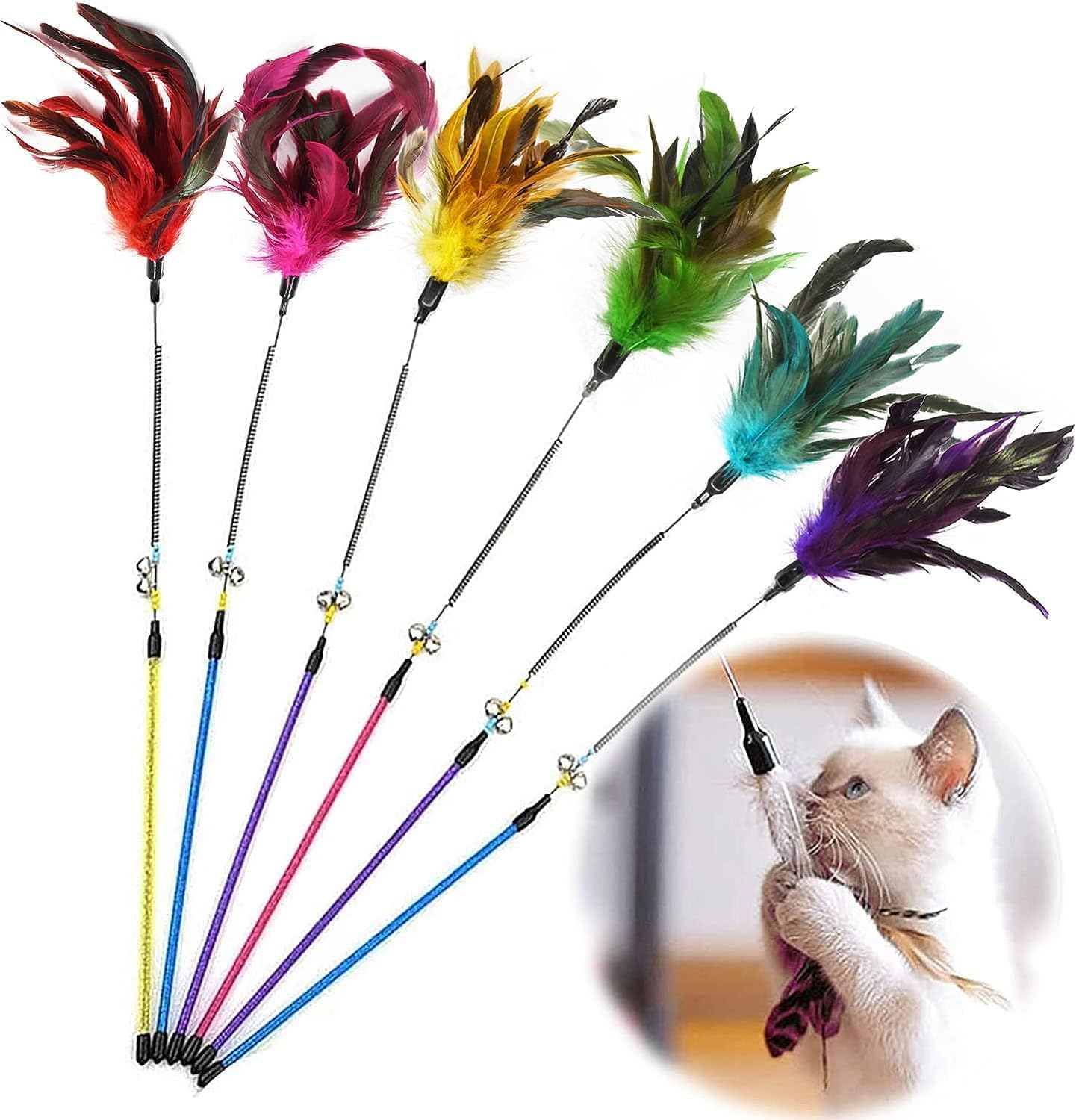 See full amazon price history chart for RvPaws 1 Pcs Cat Feather Spring Stick - Interactive Bell Rod Wand for Endless Playtime Enjoyment and Mental Stimulation | Engage Your Kittys Natural Instincts for Hunting and Pouncing (Multicolor) RvPaws 1 Pcs Cat Feather Spring Stick - Interactive Bell Rod Wand for Endless Playtime Enjoyment and Mental Stimulation | Engage Your Kittys Natural Instincts for Hunting and Pouncing (Multicolor) (B0CT5YG1NJ) Amazon Price History, Amazon Price Tracker