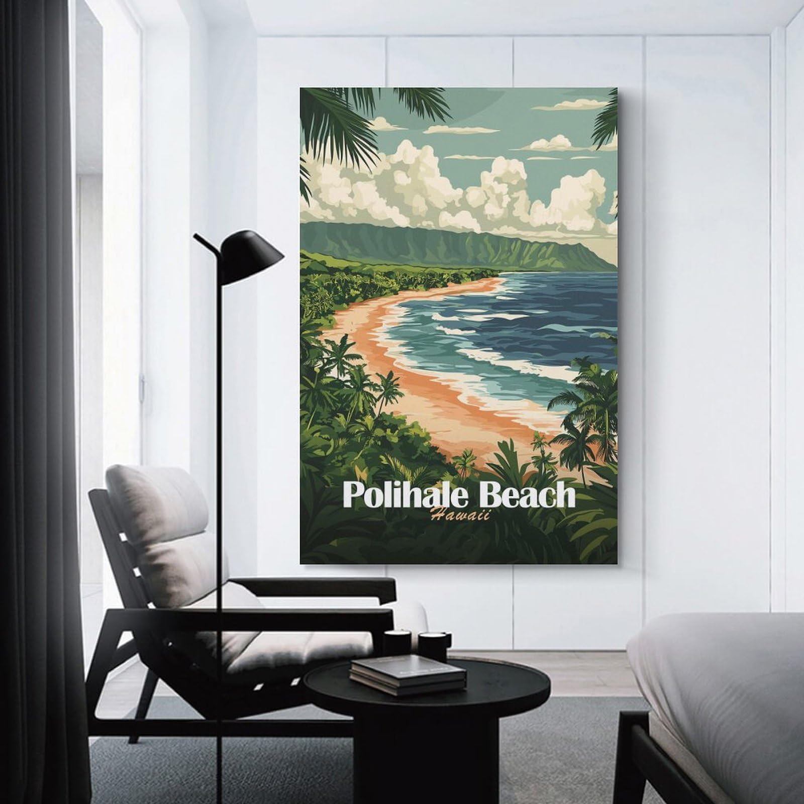 Junmoney Wall Decor Canvas Print Polihale Beach Hawaii, 20x30inch(50x75cm), for Bedroom Walls, Guest Spaces Or Lounges, Decorative Wall Art for Cosy Rooms