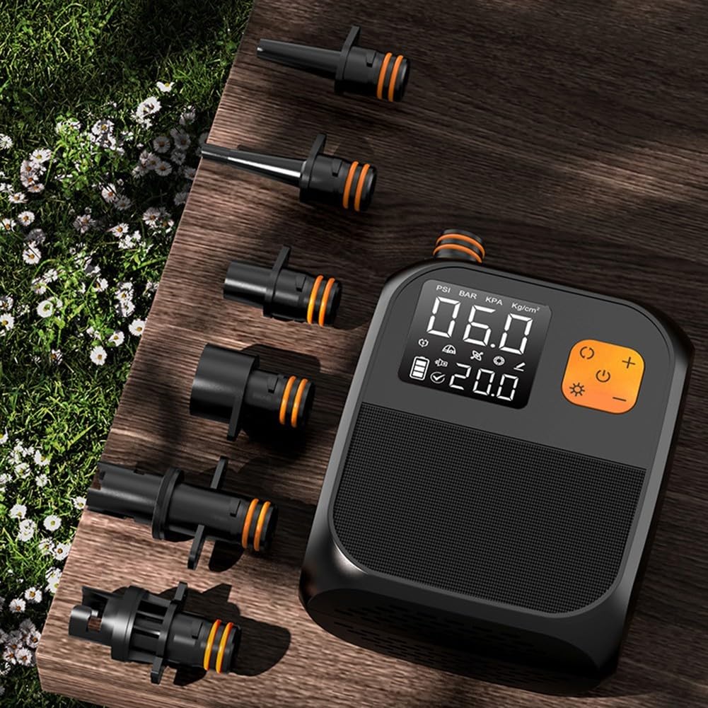 Pompa Pneumatici Senza Fili 80W Alta Pressione Elettrica con Modalità Preimpostate per Auto Moto Palla