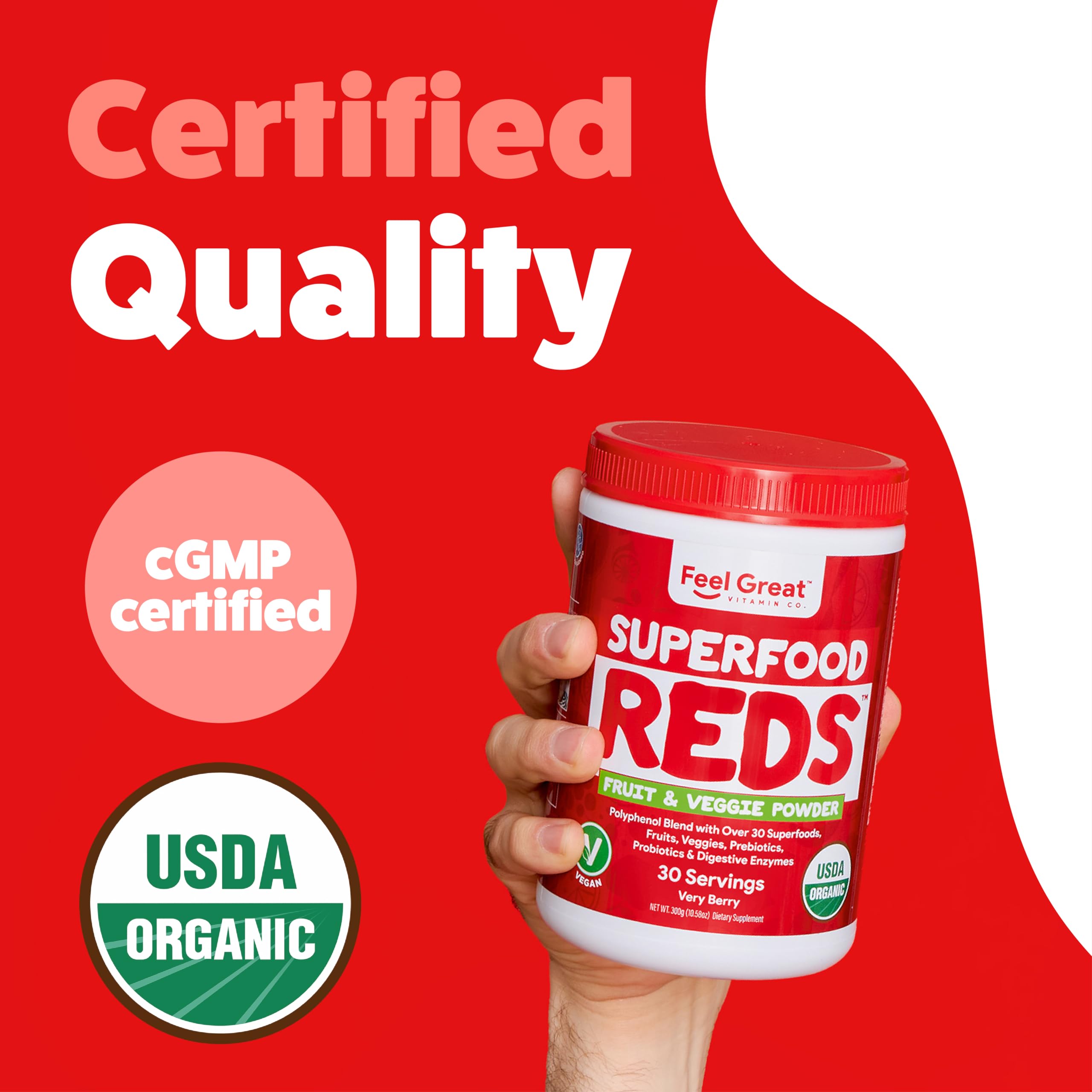Feel Great Organic Superfood Reds Powder Packed with Beet Root Powder | Digestive Support Including Bloating Relief | Fruit and Veggie Polyphenols Supplement. — Amazon image 7