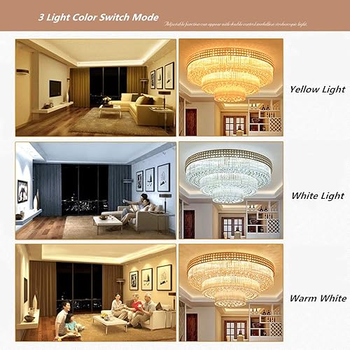 Miniatura 3 de Moderno candelabro de cristal K9 de montaje empotrado, lámpara colgante para sala de estar, bar, tienda (diámetro de 23.6 pulgadas)