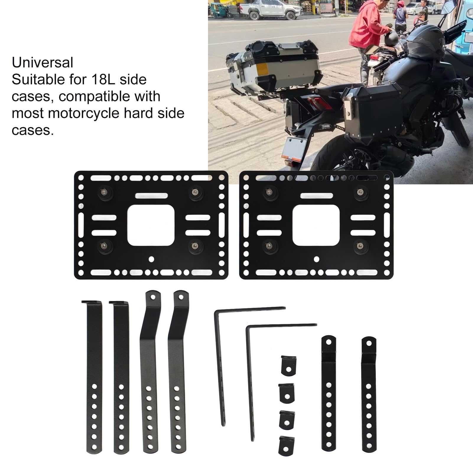 Uniwersalny Uchwyt Montażowy do Twardych Sakw, Szybkozłączka, Wspornik Bocznej Obudowy do Pary Motocykli ze Stopu Aluminium 18L