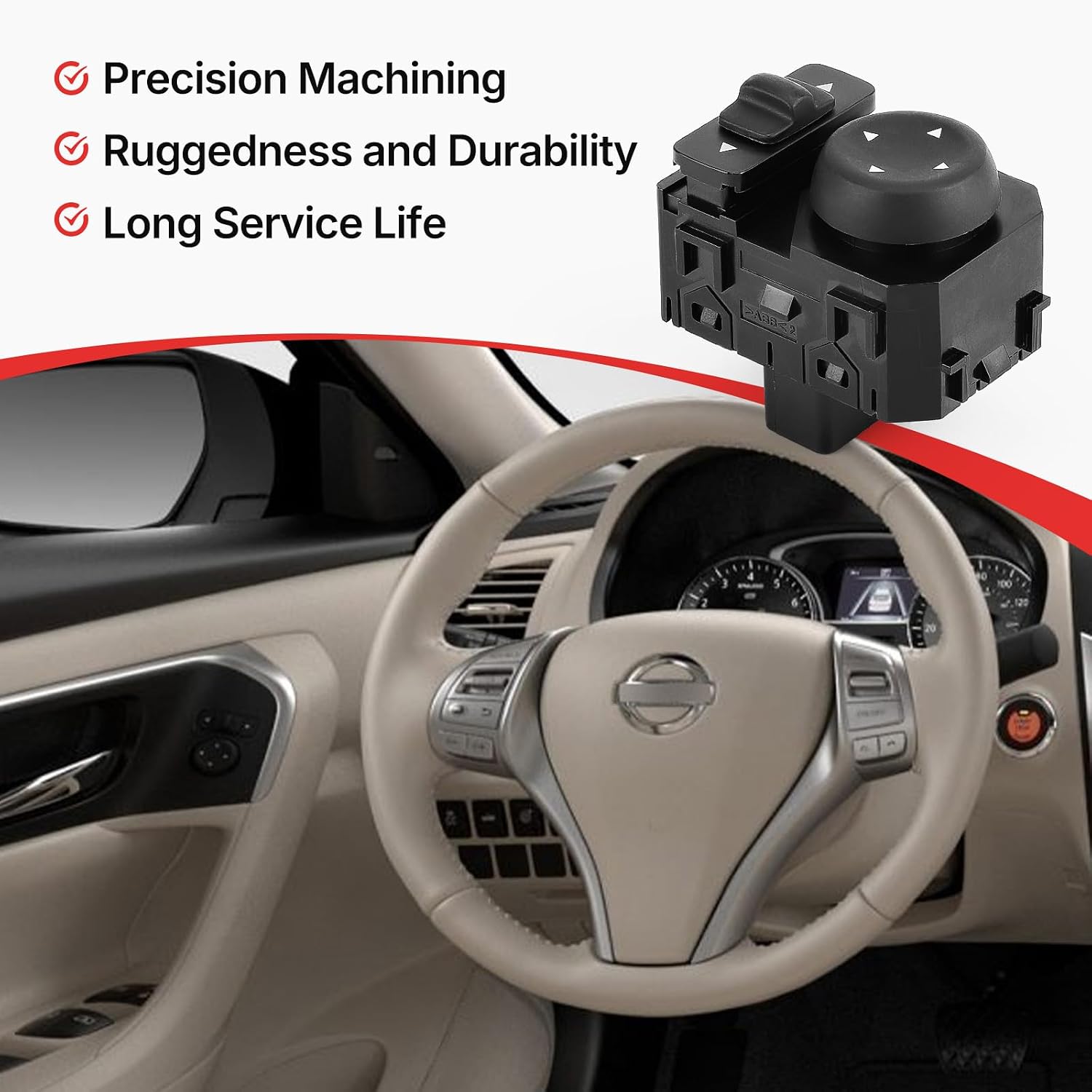 25570-3TB1A Door Mirror Switch Assy-Mirror Control Left Side for Nissan Altima 2013-2018 Pathfinder 2013-2019 Murano 2015-2019 Rogue 2015-2019 Maxima 2016-2019 Replace 25570-3TB2A 255703TB2A