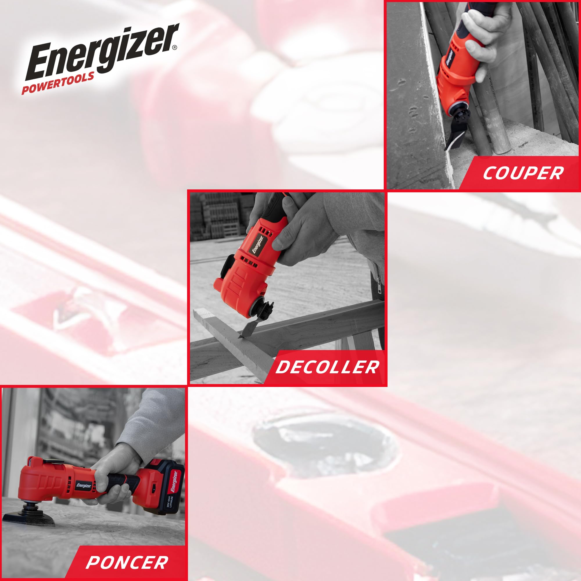 Energizer - Herramienta multifunción oscilante inalámbrica de 20 V, 6 velocidades 7000-19000 OPM, fijación universal de cambio rápido, batería de 20 V y cargador incluido