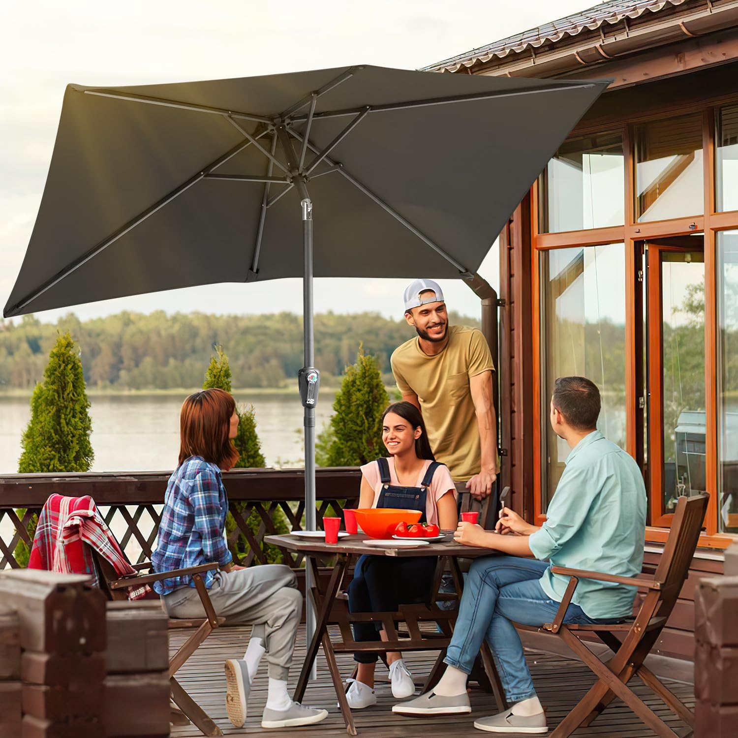 Parasol przeciwsłoneczny, prostokątny, 210 x 140 cm/300 × 200 cm, parasol ogrodowy, na taras, do ogrodu