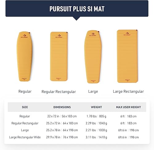 Miniatura 5 de Sea to Summit Pursuit Plus - Tapete de dormir autoinflable extra grueso para camping y mochilero, rectangular, regular (72 x 25 x 3 pulgadas)