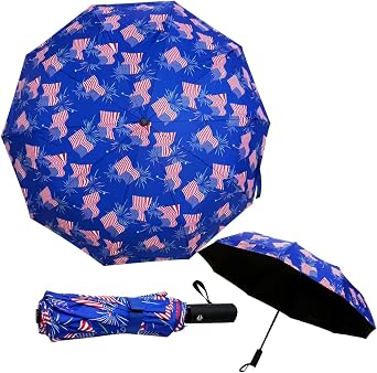 Windproof Travel Automatic Umbrella, 10 Ribs, Rainproof Foldable, Uv-Resistant, Portable