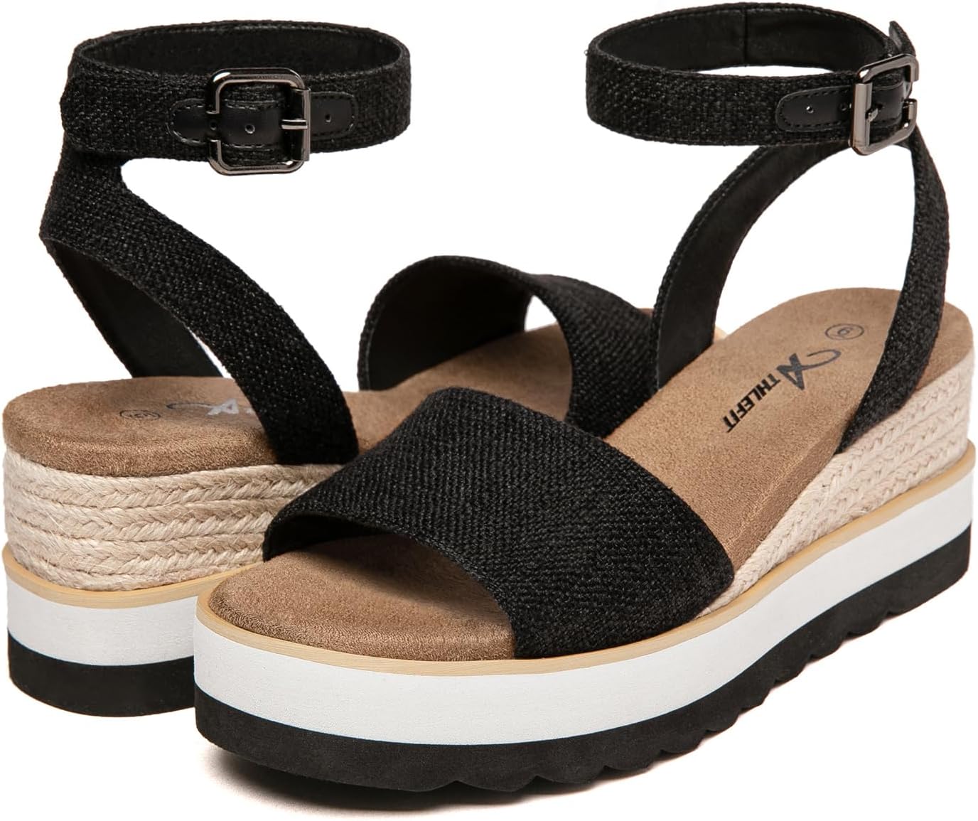 Athlefit Women's Platform Sandals Buckle Ankle Strap Open Toe Espadrille Wedge Sandals - Image 6