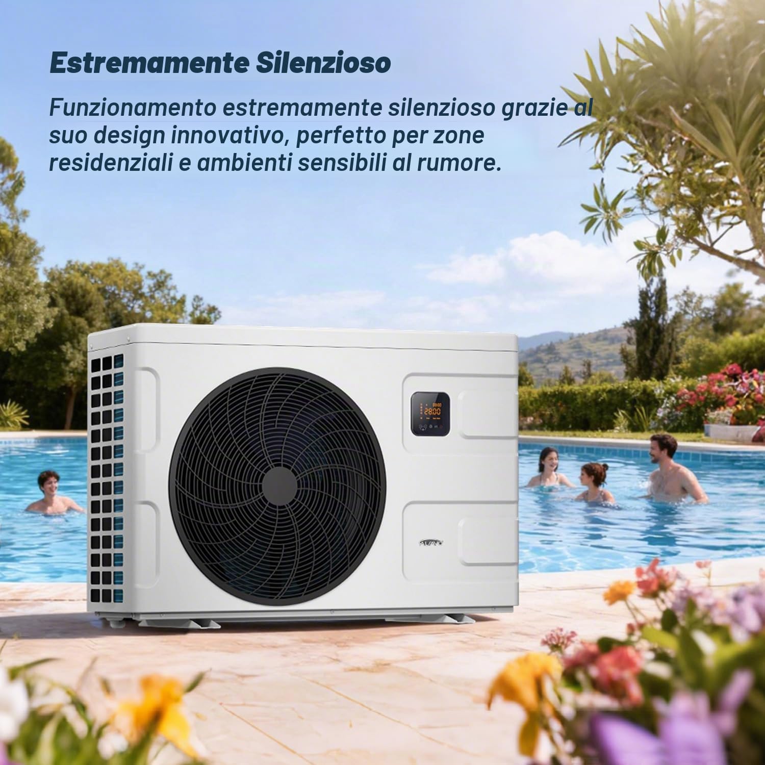 INVERBOOST Elite Pompa di Calore per Piscina Inverter 12,5 kW, per Piscine Fuori Terra Fino A 60 m³, Cop 16, Funzionamento Silenzioso, WiFi E Controllo Vocale