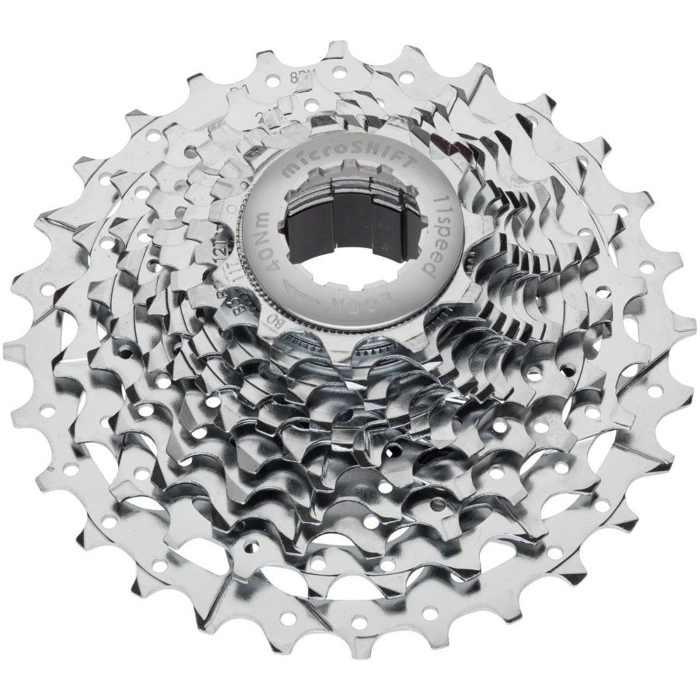 microSHIFT G11 Cassette - 11 Speed, 11-28t, Silver, Chrome Plated, with Spider