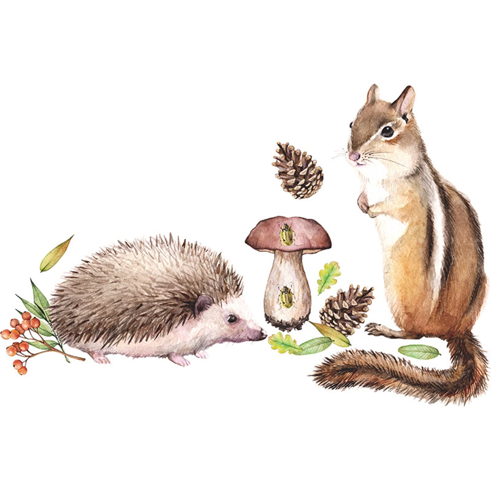 Kids Sleigh Prop Cartoon Squirrel Encounters Harvesting Small Hedgehog Childrens Room Home Wall Decoration Stickers Scented Christmas Stickers (a, One Size)