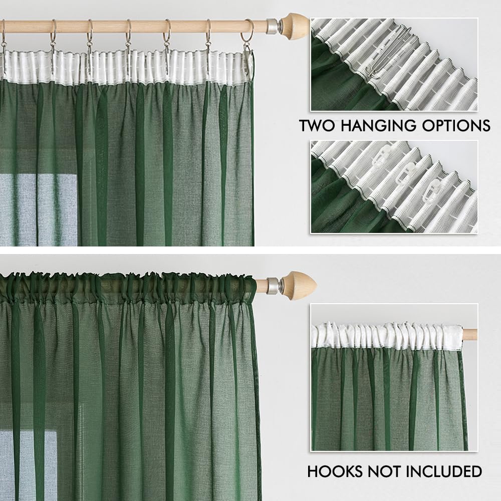 Tende Velate In Voile Trasparente EMEMA 2 Pezzi 140x260 Cm | Con Nastro Per Arricciatura, Poliestere, Bianco - Foto 9