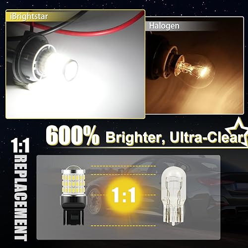 Vista 2 de iBrightstar 7443 LED Bulb White, 7440 LED Reverse Light Bulbs Super Bright for Backup Lights Daytime Running Lights Parking Lights, 2 Pack Blanco