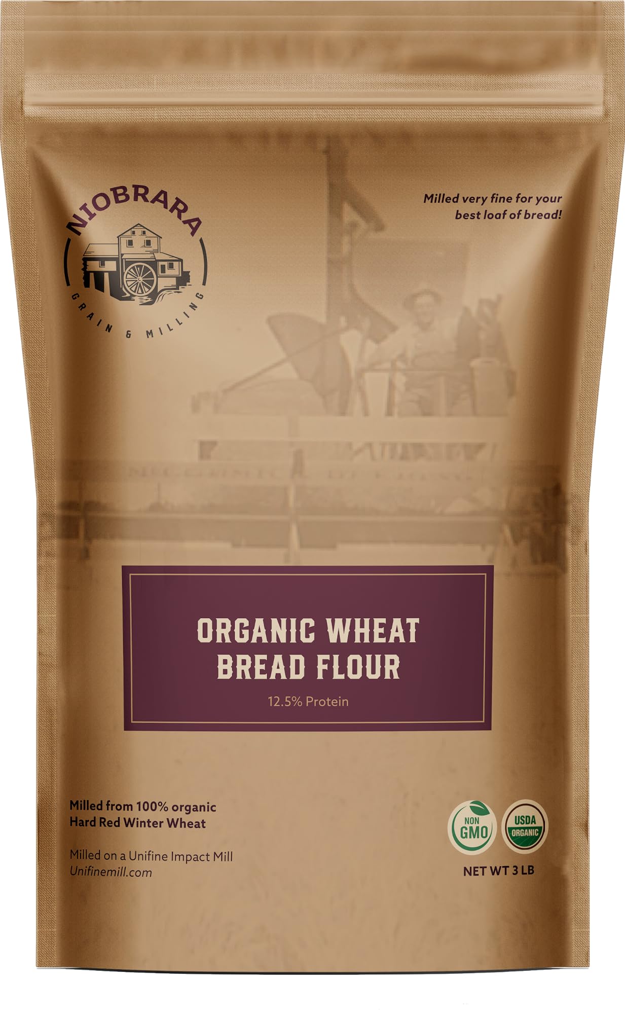 Niobrara Non-GMO Grain and Milling Organic Wheat Bread Flour– USDA Certified Organic, High-Protein Wheat Bread Flour for Baking, Cooking, and Homemade