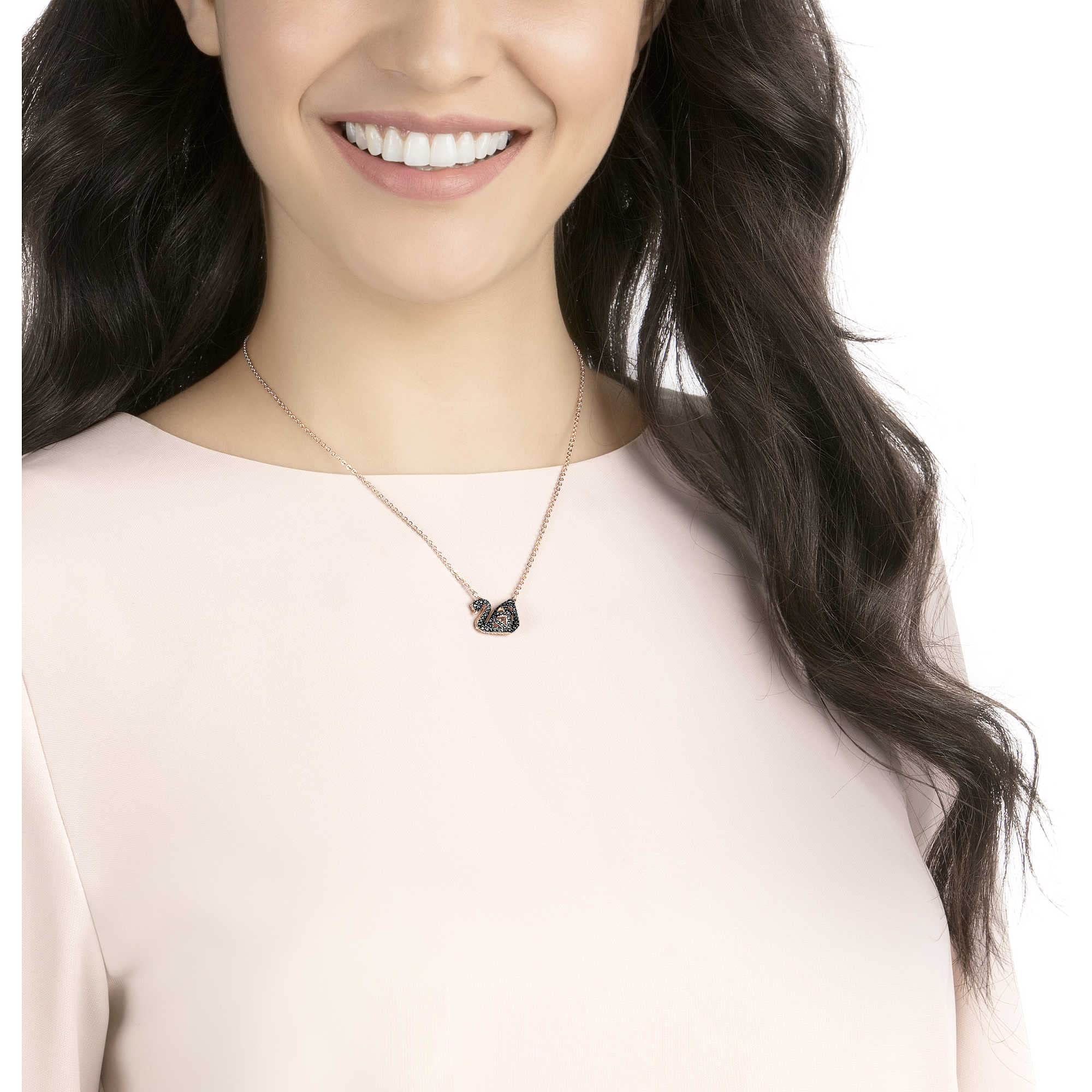 Swarovski Collana Facet Swan, Mix di Placcature, Nero
